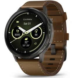 Смарт-часы Garmin Venu 4 45mm Slate Bezel With Black Silicone Band And Brown Leather Band (010-03014-03)