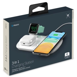 Беспроводное зарядное устройство Deppa 17.5W iPhone, Apple Watch, Airpods 24010 White