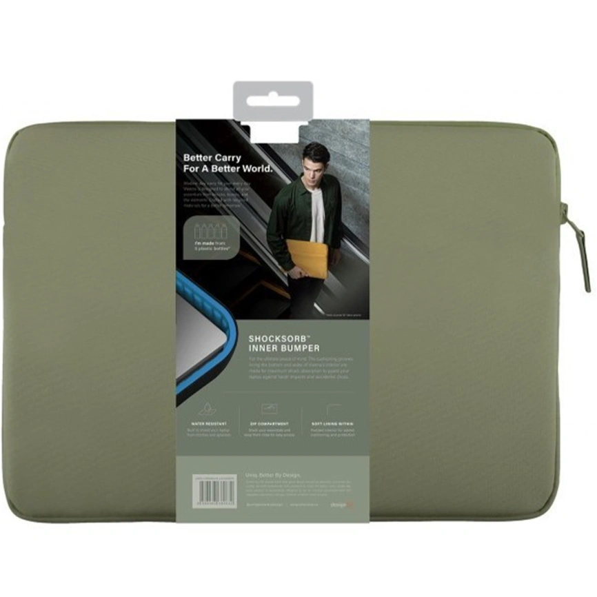 Чехол-папка Uniq VIENNA Laptop Sleeve для ноутбуков 14 Laurel Green фото 4