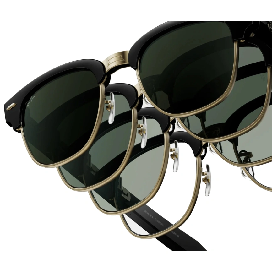 Умные очки Ray-Ban Clubmaster (audio) Shiny Black on Gold Standard Transitions Graphite Green фото 2