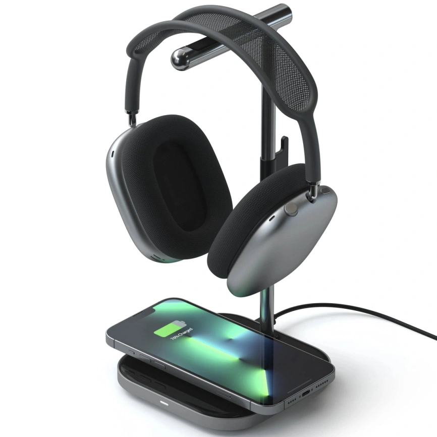 Беспроводное зарядное устройство Satechi 2-in-1 Headphone Stand with Wireless Charger Space Grey фото 1