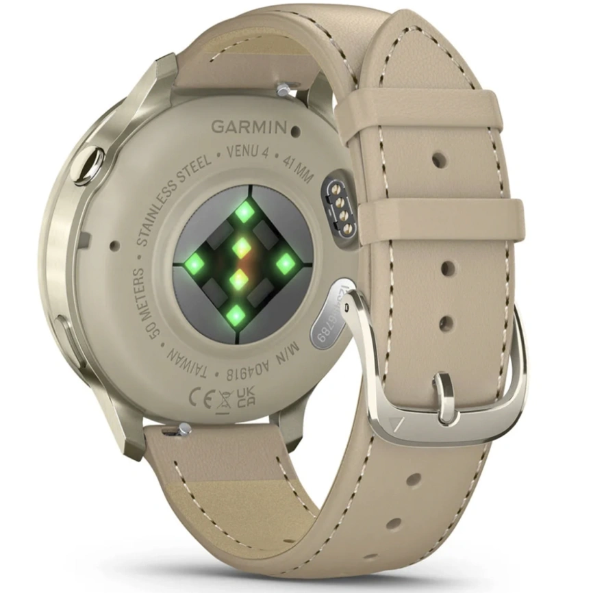 Смарт-часы Garmin Venu 4 41mm Lunar Gold with Bone Silicone Band and Light Sand Leather Band (010-03013-03) фото 3