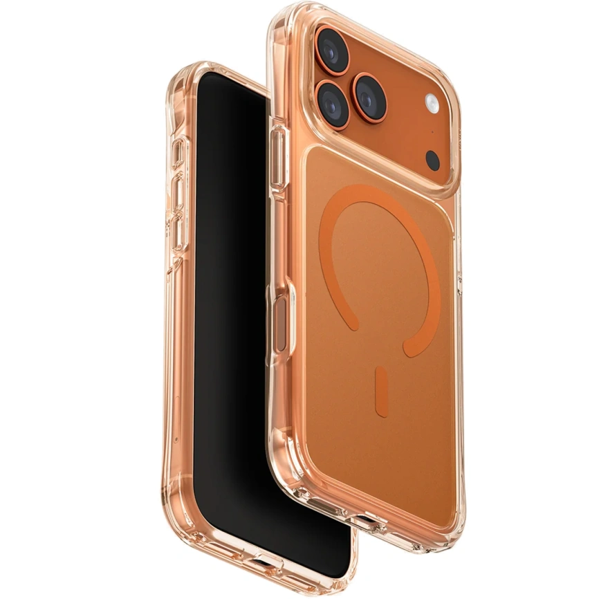 Чехол Uniq LifePro Xtreme Anti-FingerprintSlim Hybrid Case with MagClick для iPhone 17 Pro Frost Clear/Volt Orange фото 1