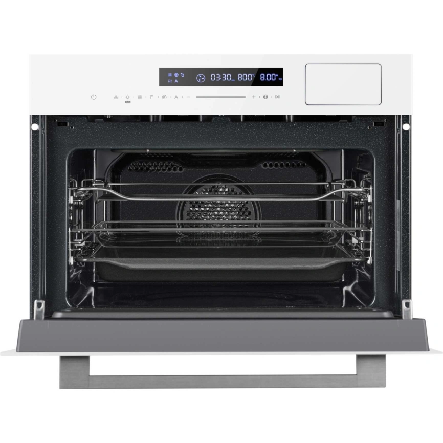 Встраиваемый компактный духовой шкаф с СВЧ и паром Weissgauff OEMS 459 PDW White фото 4