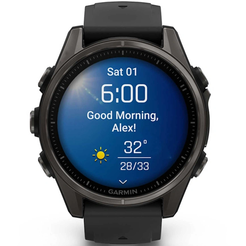 Смарт-часы Garmin Fenix 8 43mm Amoled Sapphire (010-02903-21) Carbon Gray DLC Titanium with Black/Pebble Gray Silicone Band фото 2