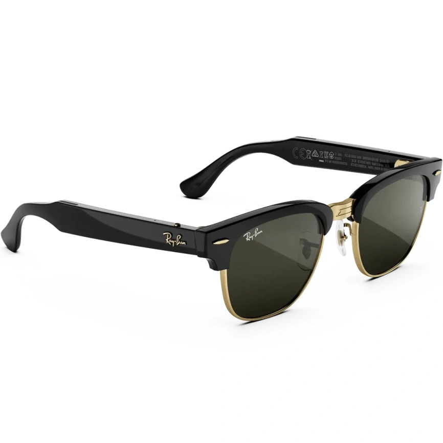 Умные очки Ray-Ban Clubmaster (audio) Shiny Black on Gold Standard Green фото 3