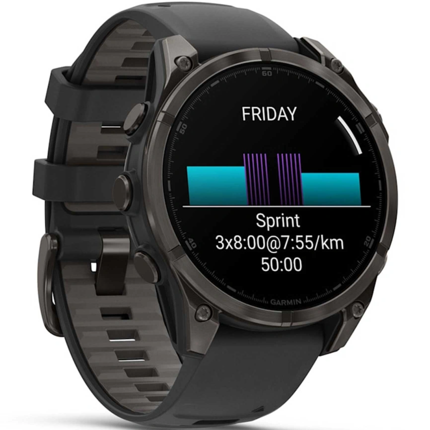 Смарт-часы Garmin Fenix 8 47mm Amoled Sapphire (010-02904-21) Carbon Gray DLC Titanium with Black/Pebble Gray Silicone Band фото 3