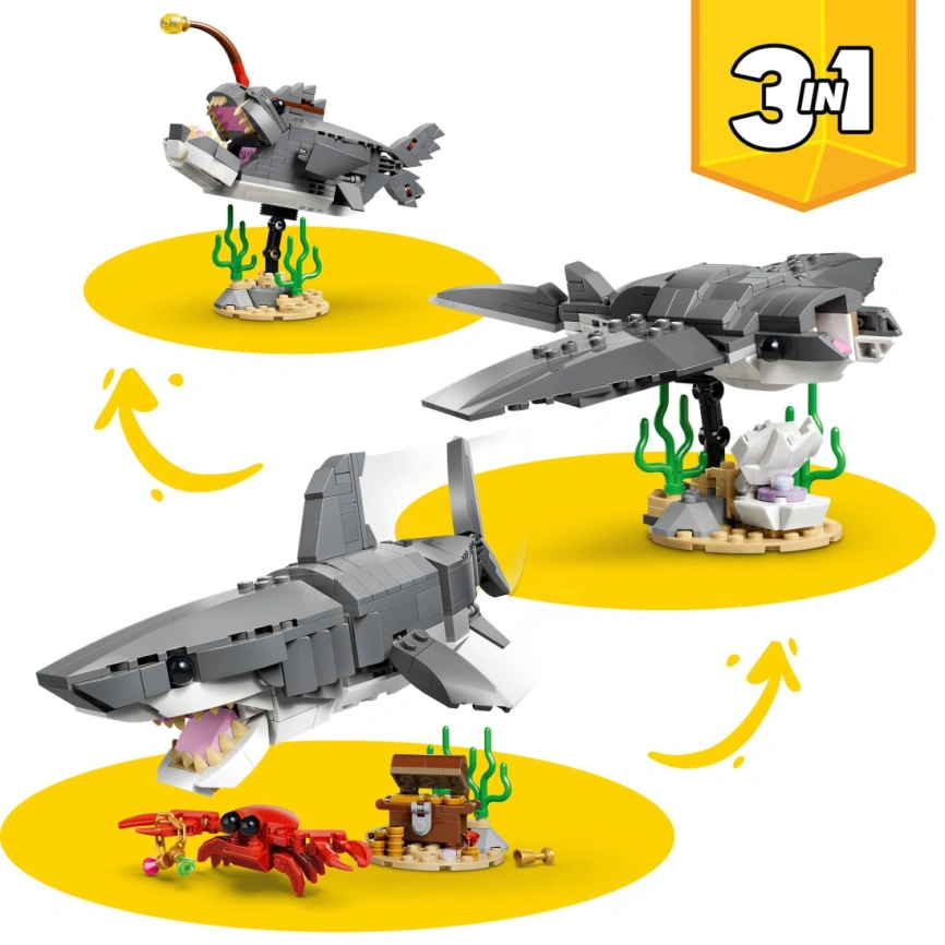 Конструктор LEGO Creator Fierce Shark with a Treasure Chest 3 in 1 31381 фото 2
