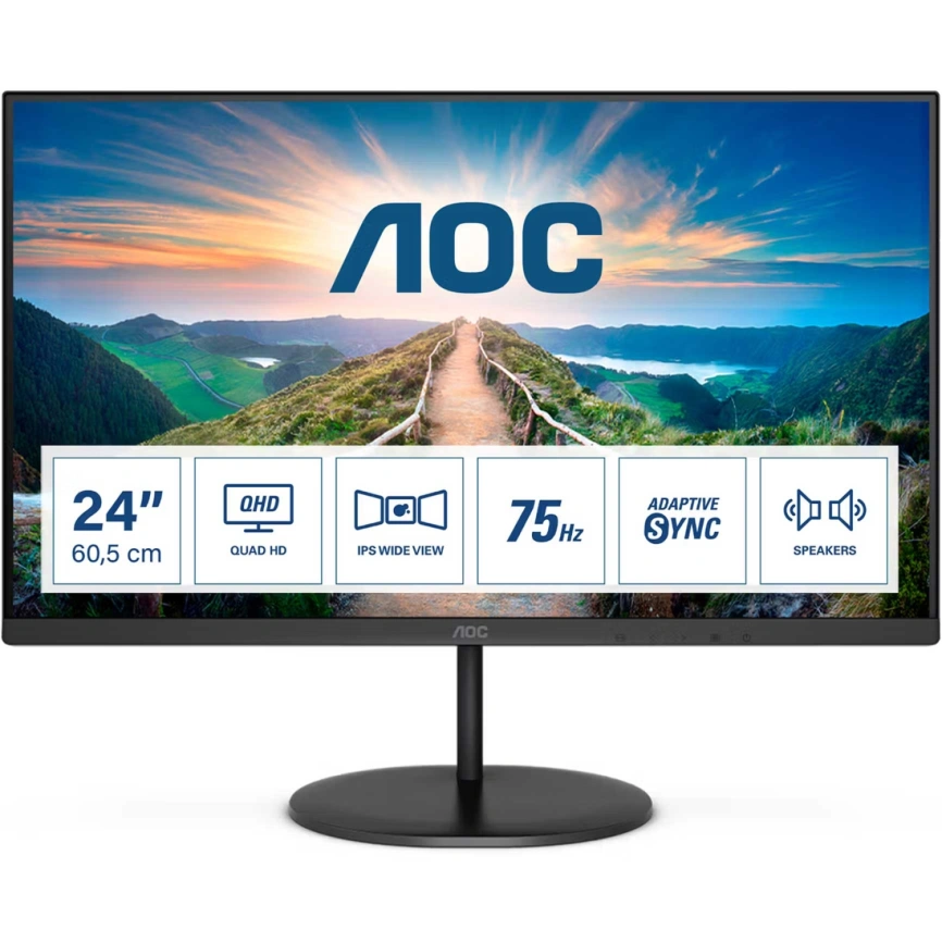 Монитор AOC 24" Q24V4EA IPS Black фото 1
